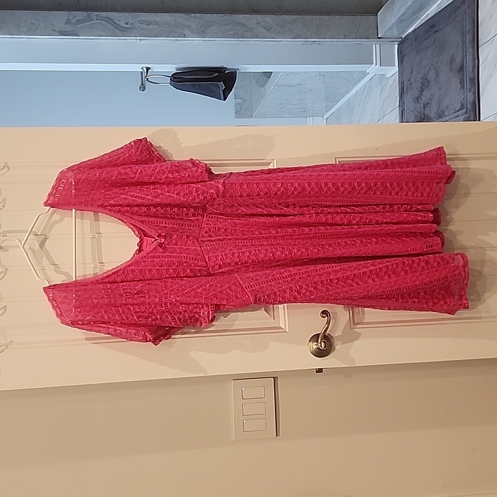 Torrid Betsey Johnson Vibrant Pink Lace Midi Dress
